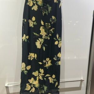 Dynamite Black and Yellow Floral Maxi Skirt